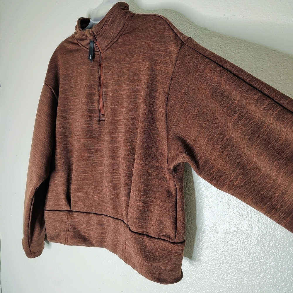 Athleta Women's Brick 1/4 Zip Cowl Neck Pullover Cropped Sweater Sz L One Pocket - Picture 6 of 16